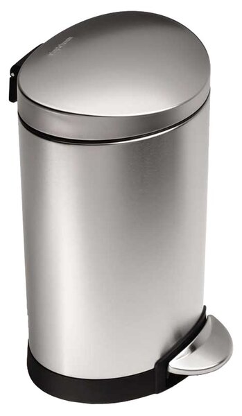 Pedálový odpadkový koš Simplehuman – 6 l, půlkulatý, matná ocel, FPP