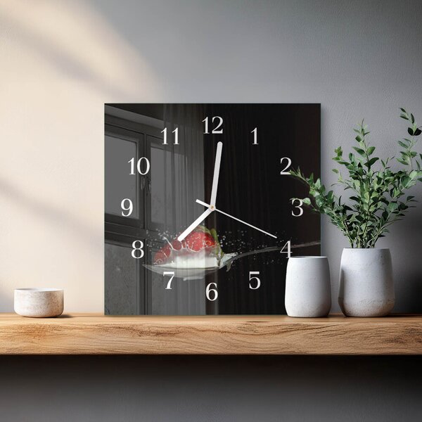 Skleněné hodiny Jahoda zskb-30x30-00082436