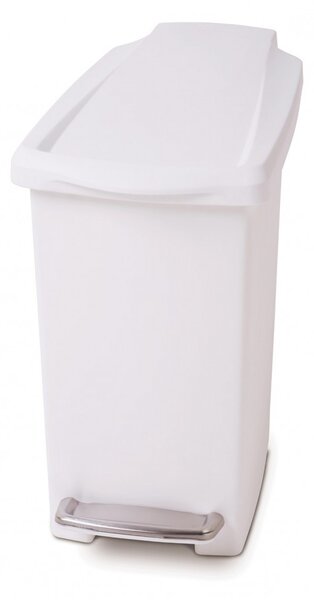 Pedálový odpadkový koš Simplehuman – 10 l, úzký, bílý plast