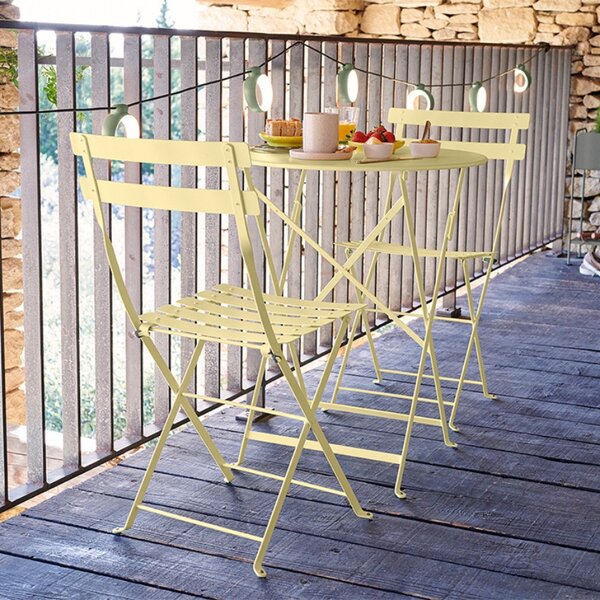 Citronově žlutý kovový skládací stůl Fermob Bistro Ø 60 cm