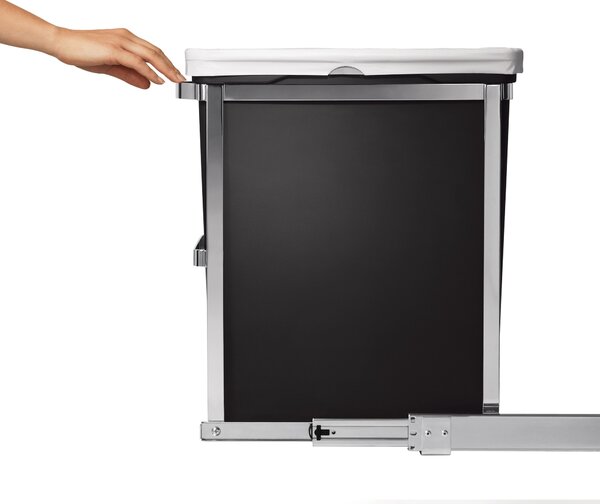 Vestavný odpadkový koš Simplehuman – 30 l, výsuvný, lesklá ocel, plastový kbelík