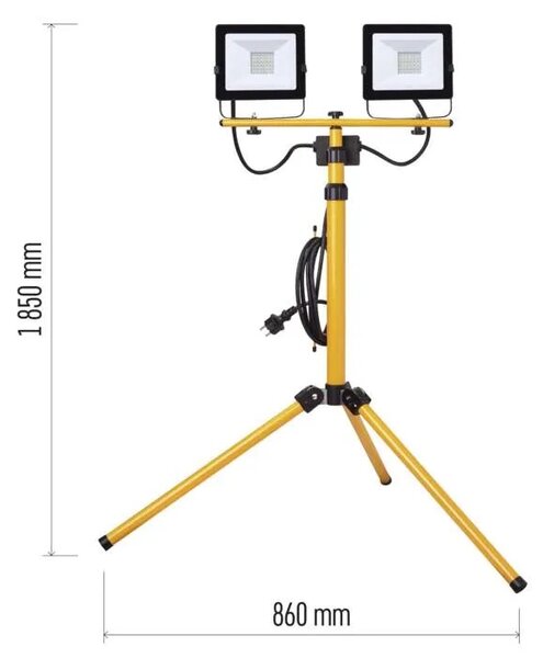 Emos lighting LED reflektor HOBBY SLIM, 2× 30W + trojnožka, žlutý, neutrální bílá, IP65 1531223120