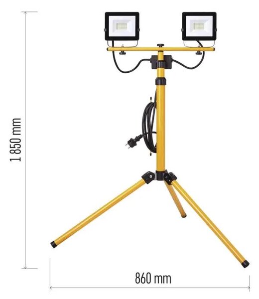 Emos lighting LED reflektor HOBBY SLIM, 2× 20,5W + trojnožka, žlutý, neutrální bílá, IP65 1531222120
