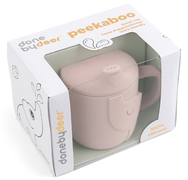 -25 % Dny MOMENTI– Růžový silikonový hrneček s pítkem Done by Deer Peekaboo Elphee