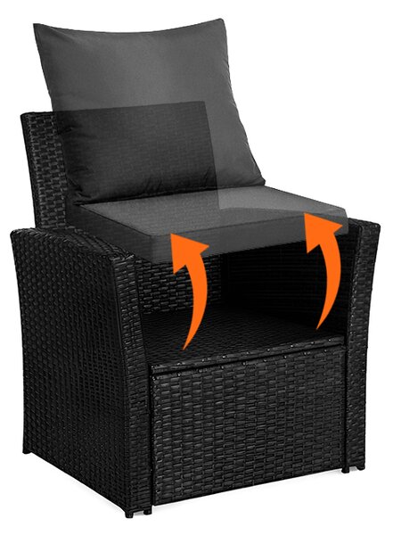 Velaco Ratanový zahradní nábytek Lagos, 4 osoby, černý