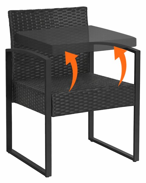 Velaco Ratanový zahradní nábytek Como, 2 osoby, černý