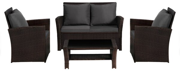 Velaco Ratanový zahradní nábytek Lagos, 4 osoby, hnědý