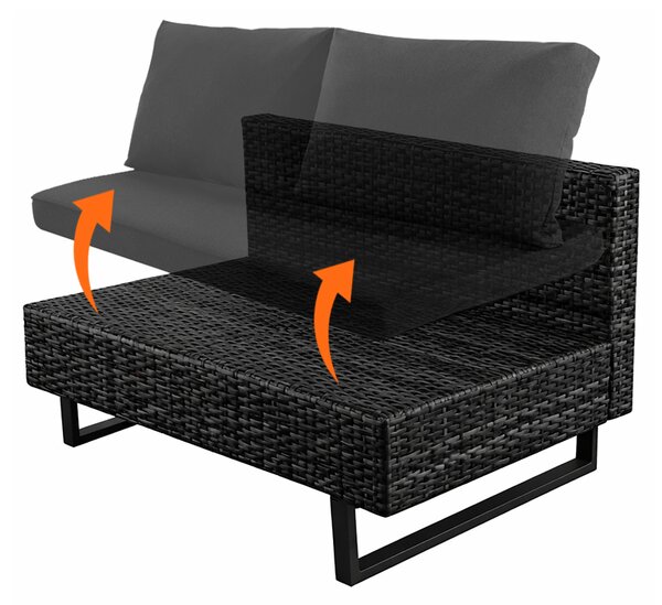 Velaco Ratanový zahradní nábytek Lime, 5 osob, černý