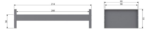 WOOOD Šedá borovicová postel Neville 90x200 cm