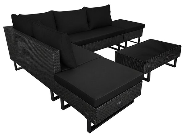 Velaco Ratanový zahradní nábytek Lime, 5 osob, černý