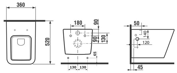 Sapho Sapho, PORTO závěsná WC mísa Rimless, integrovaná baterie a bidetová sprška 36x52 cm, bílá, PZ102RX