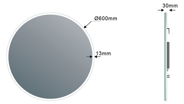 Sapho Sapho, VISO LED podsvícené kulaté zrcadlo průměr 60cm s policí, bílá mat, VS060-01