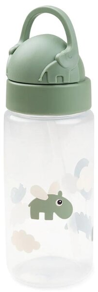 Zelená plastová láhev s brčkem Done by Deer Happy clouds 350 ml