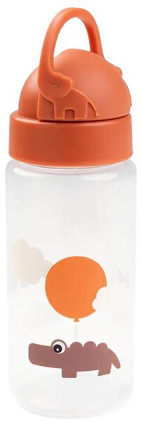 Oranžová plastová láhev s brčkem Done by Deer Happy clouds 350 ml