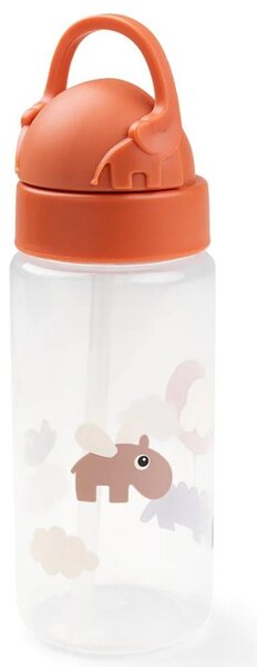 Oranžová plastová láhev s brčkem Done by Deer Happy clouds 350 ml