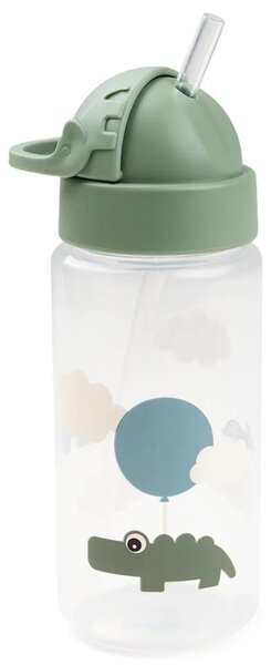 Zelená plastová láhev s brčkem Done by Deer Happy clouds 350 ml