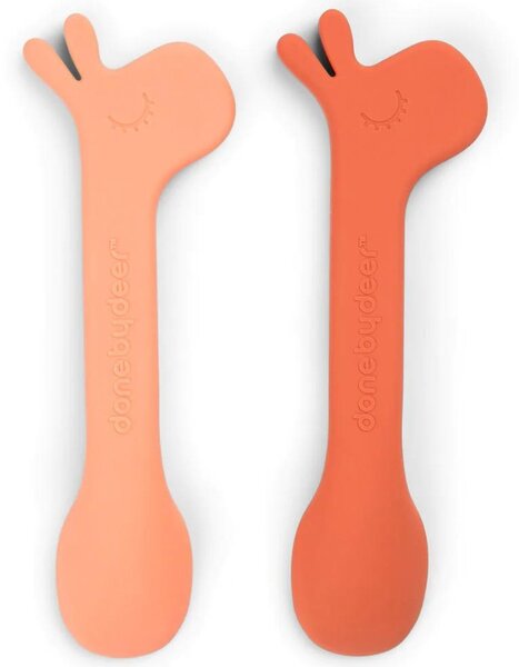 Oranžová silikonová sada lžiček Done by Deer Lalee