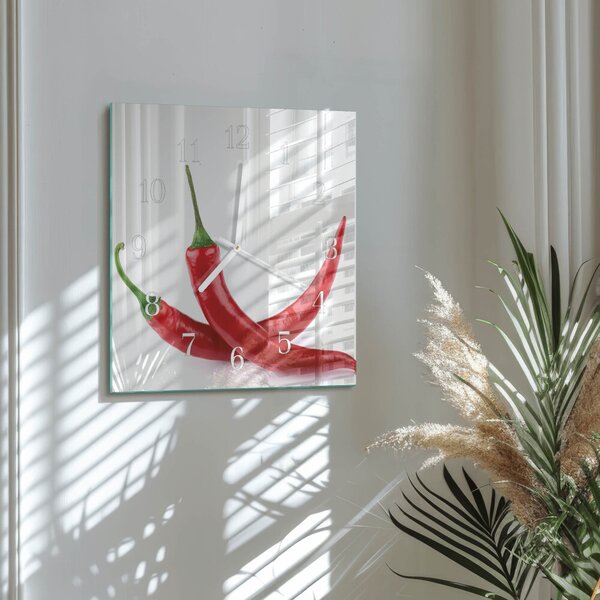 Skleněné hodiny Chilli papričky zskb-30x30-00093427