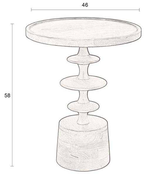 Hnědý mangový odkládací stolek DUTCHBONE CATH 46 cm