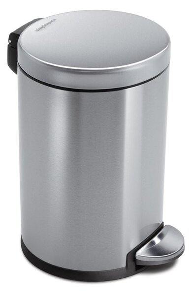 Pedálový odpadkový koš Simplehuman – 4,5 l, kulatý, matná ocel, FPP