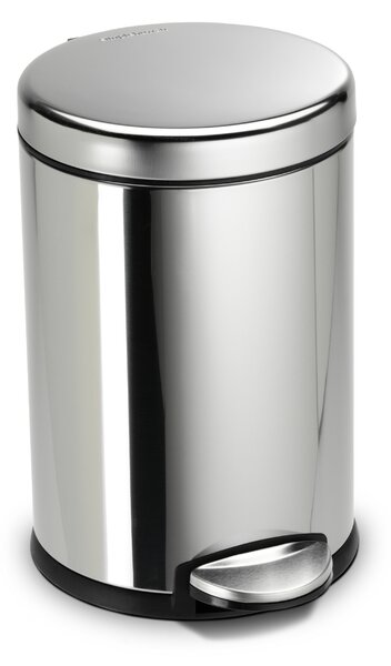Pedálový odpadkový koš Simplehuman – 4,5 l, kulatý, lesklá ocel, FPP