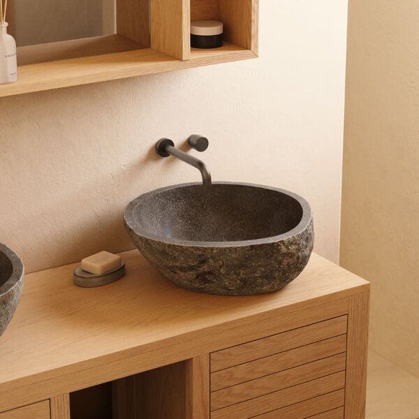 Šedé kamenné umyvadlo Kave Home Tetsu 40 cm