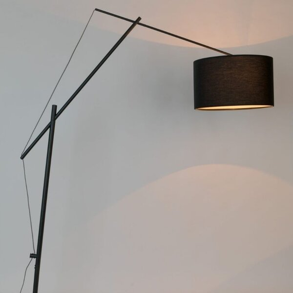 White Label Černá látková stojací lampa WLL TOKIO