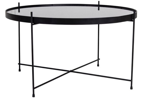 Nordic Living Černý kulatý skleněný konferenční stolek Emeli 70 cm