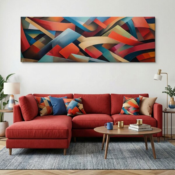 Obraz na plátně - Kubistická rapsodie FeelHappy.cz Velikost obrazu (šířka x výška): 150 x 50 cm
