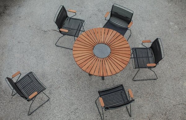Přírodní bambusový zahradní jídelní stůl HOUE Circle 150 cm