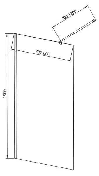 Aqualine Aqualine, WALK-IN stěna k instalaci na zeď se vzpěrou, jednodílná, 800 mm, čiré sklo, WI081
