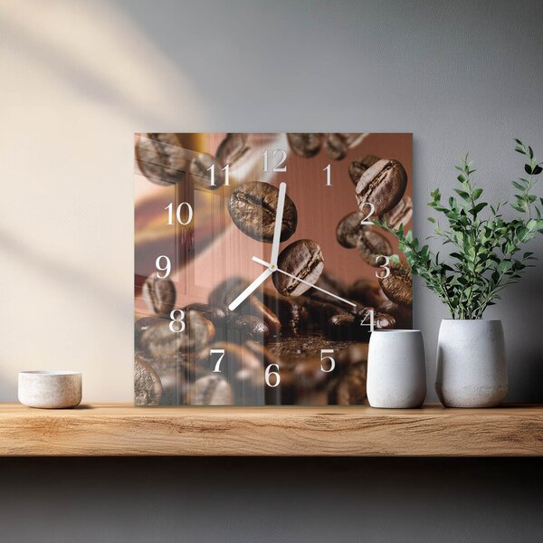 Skleněné hodiny Kávová zrna zskb-30x30-00089537