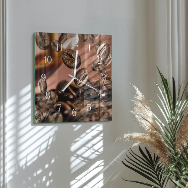 Skleněné hodiny Kávová zrna zskb-30x30-00089537