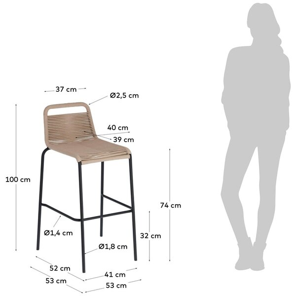 Béžová pletená barová židle Kave Home Lambton 74 cm
