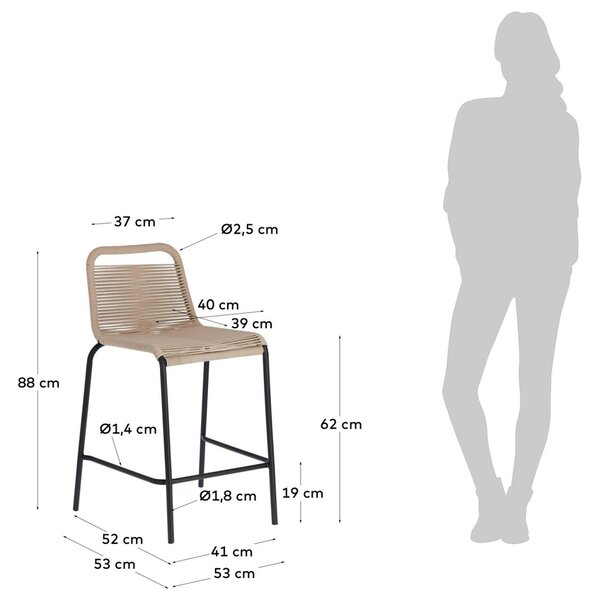 Béžová pletená barová židle Kave Home Lambton 62 cm