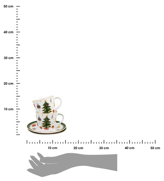 Porcelánový šálek s podšálkem Christmas Tree 250 ml sada 2ks