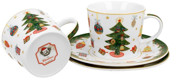 Porcelánový šálek s podšálkem Christmas Tree 250 ml sada 2ks