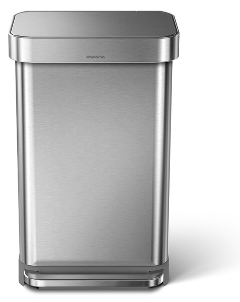 Pedálový odpadkový koš Simplehuman – 45 l, kartáčovaná ocel, FPP, kapsa na sáčky