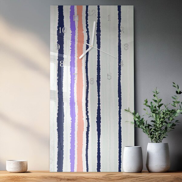 Skleněné hodiny vertikální Pruhy zsppb-30x60-00091261