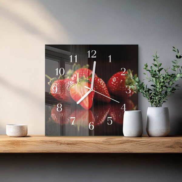 Skleněné hodiny Jahody zskb-30x30-00084397