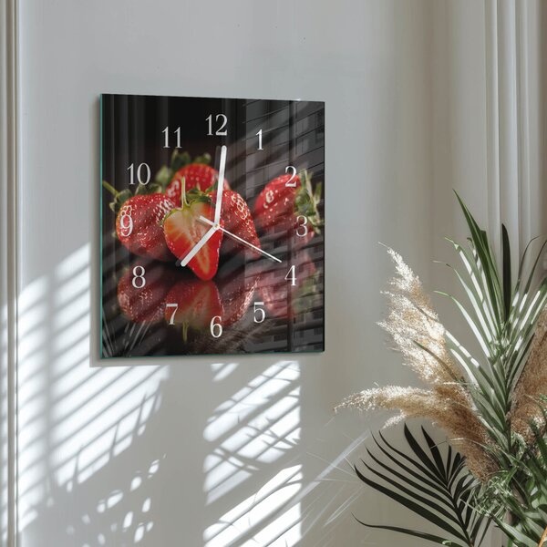 Skleněné hodiny Jahody zskb-30x30-00084397