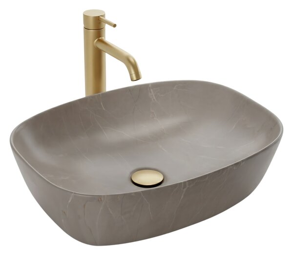 Basaro Gaja, umyvadlo na desku 510×395×140 mm, imitace kamene matná, BAS-U1002