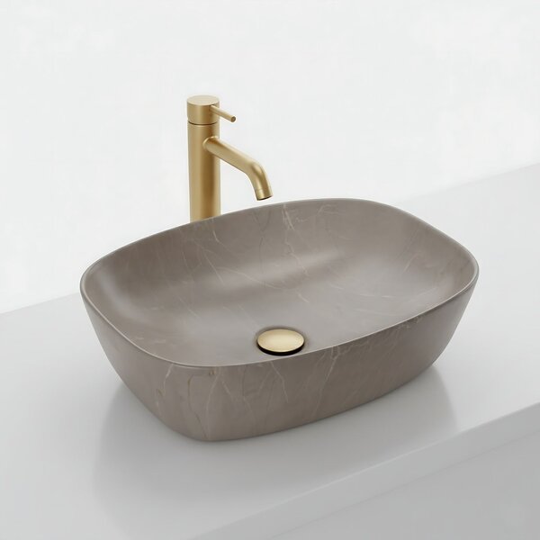 Basaro Gaja, umyvadlo na desku 510×395×140 mm, imitace kamene matná, BAS-U1002