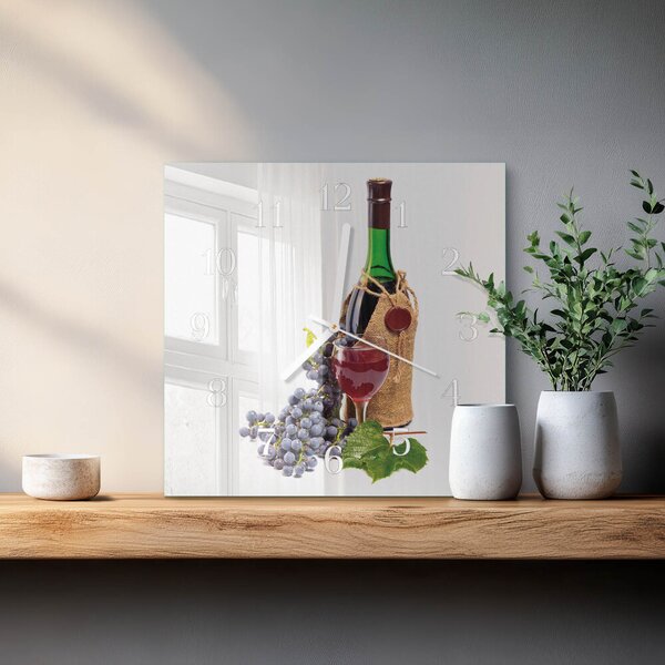 Skleněné hodiny Hrozny na víno zskb-30x30-00080496