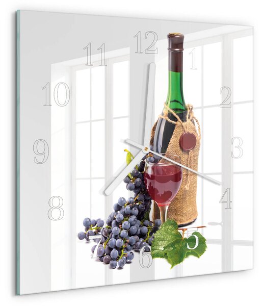 Skleněné hodiny Hrozny na víno zskb-30x30-00080496