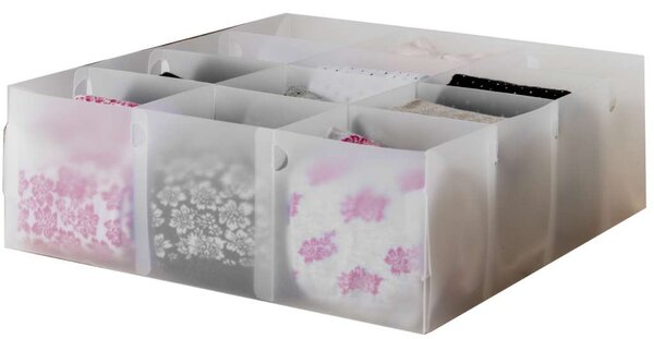 Transparentní organizer do zásuvky na spodní prádlo Compactor Optimo, 12 přihrádek