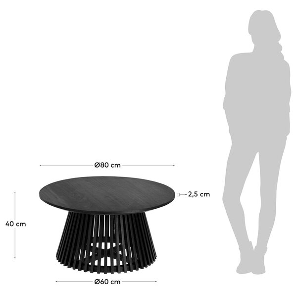 Kave Home Černý dřevěný kulatý konferenční stolek Jeanette 80 cm