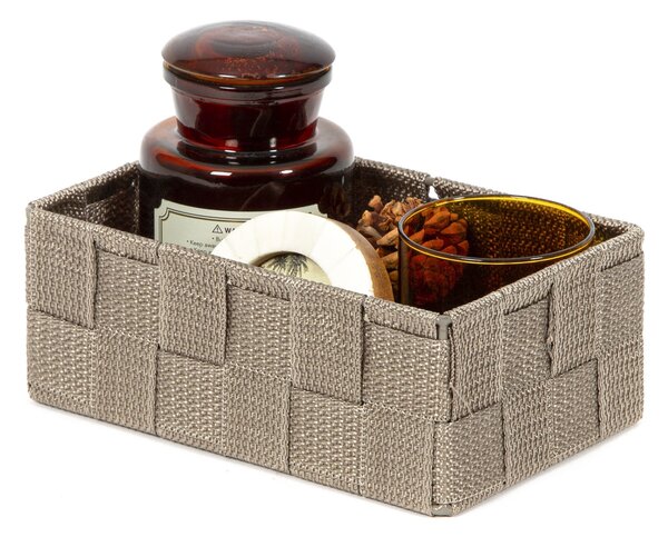 Úložný organizér do zásuvky Compactor TEX - košík M, 18 x 12 x 7 cm, Taupe (šedo-béžový)