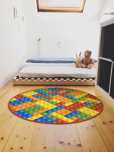 Kobercový ráj Kulatý dětský koberec Kostky Lego Rozměr: průměr 80 cm