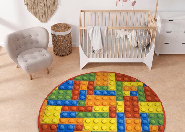 Kobercový ráj Kulatý dětský koberec Kostky Lego Rozměr: průměr 80 cm